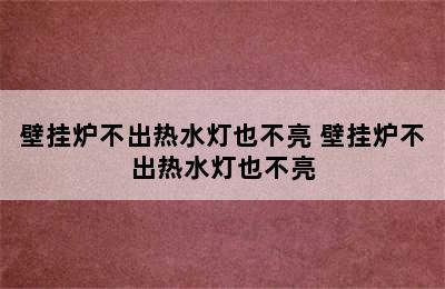 壁挂炉不出热水灯也不亮 壁挂炉不出热水灯也不亮